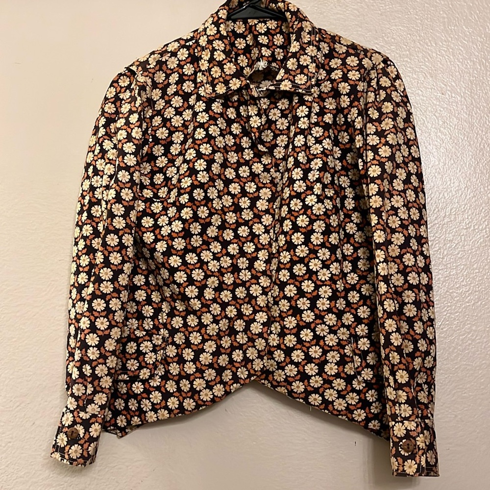 Vintage 1960’s Floral Zip Asymmetrical Jacket M